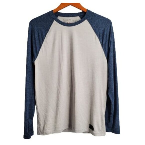 Abercrombie & Fitch Men's Air Knit Contrast Raglan Long Sleeve T-Shirt Small - Picture 2 of 11